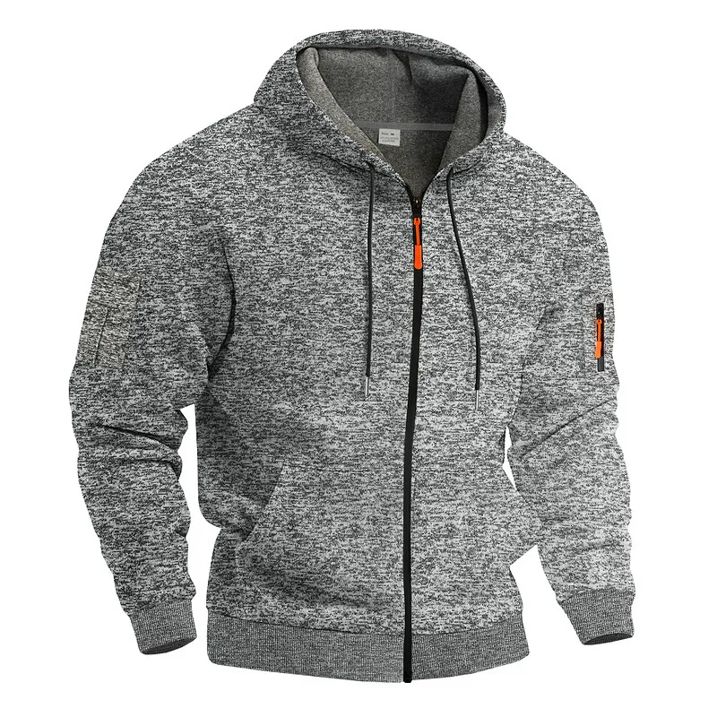 Amerikanischer Herren-Sweater aus schwerem Samt, Retro-Stil, mit kationischen Taschen, Kapuze und Reißverschluss, trendiger Sportpullover für Männer – Detail 31