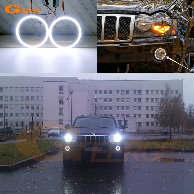 

For JEEP Grand Cherokee III WK 2005 2006 2007 2008 2009 2010 Day Light Ultra Bright COB Led Angel Eyes Kit Halo Rings