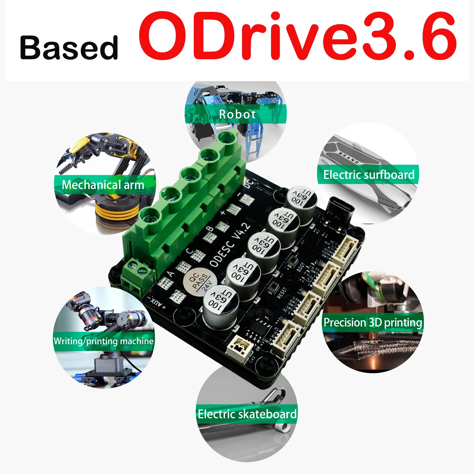 Odesc V4.2 24v Single-drive High-current High-precision Brushless Servo Motor Controller, Compatible With Odrivetool, Foc, Bldc