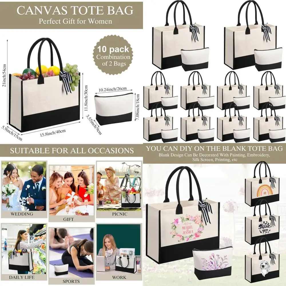 

Холщовая сумка-тоут с внутренними карманами и косметичкой — идеально подходит для подарков на Рождество, дни рождения и подарков учителям.