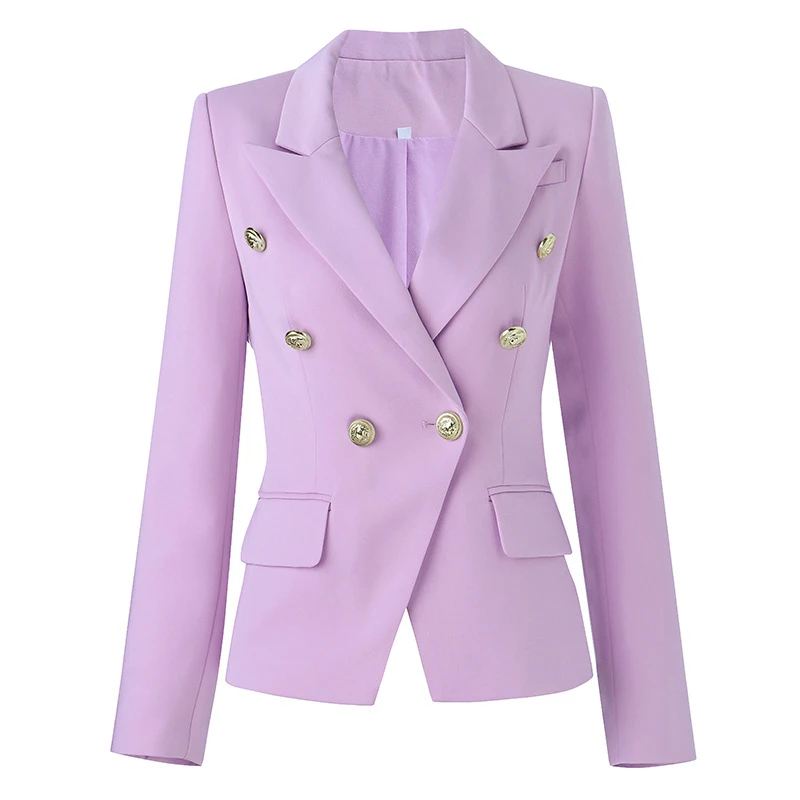 

1pcs Spring Autumn Purple Coat European American Solid Color Suit Jacket Blazer Tops Office Ladies Costume Women Girl Gift New