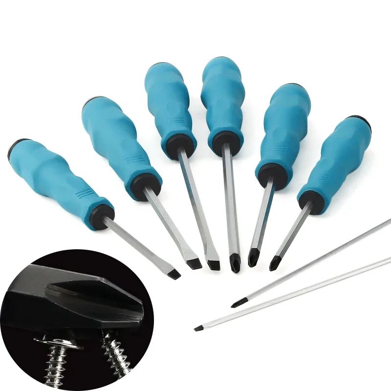 1pcs Knockable Heart Screwdriver Multifunction Extra Long and Thick Slotted Phillips Screw Driver Set with PP Handle 5 6 8 9.5mm