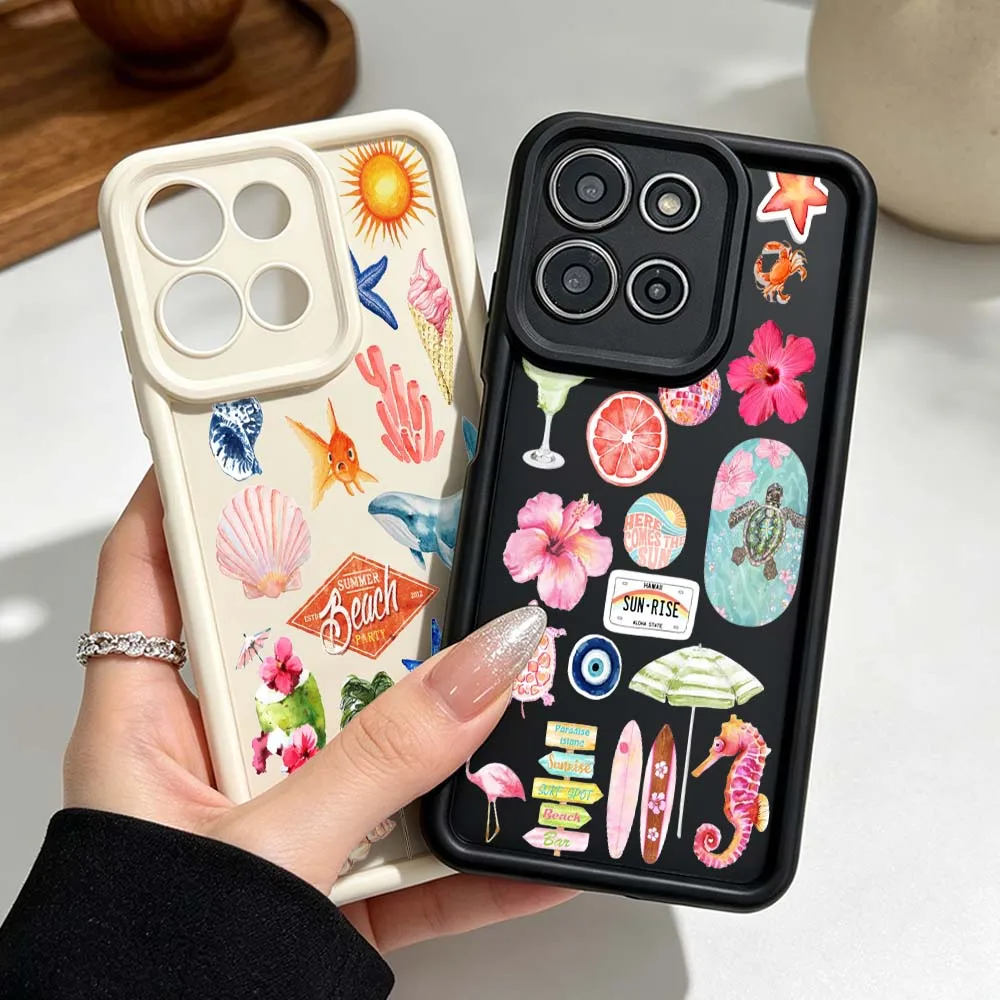 

Beach Starfish Turtle Crab For Motorola Moto G86 G85 G75 G56 G35 G24 G06 Edge 70 60 50 Fusion Eye Ladder Phone Case Cover