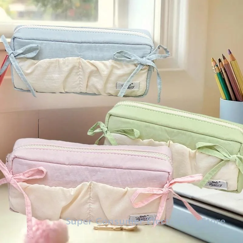Cloud Toast Large Capacity Pencil Case with Butterfly Knot Elementary School Stationery Storage Bag Cosmetic Bag for Students