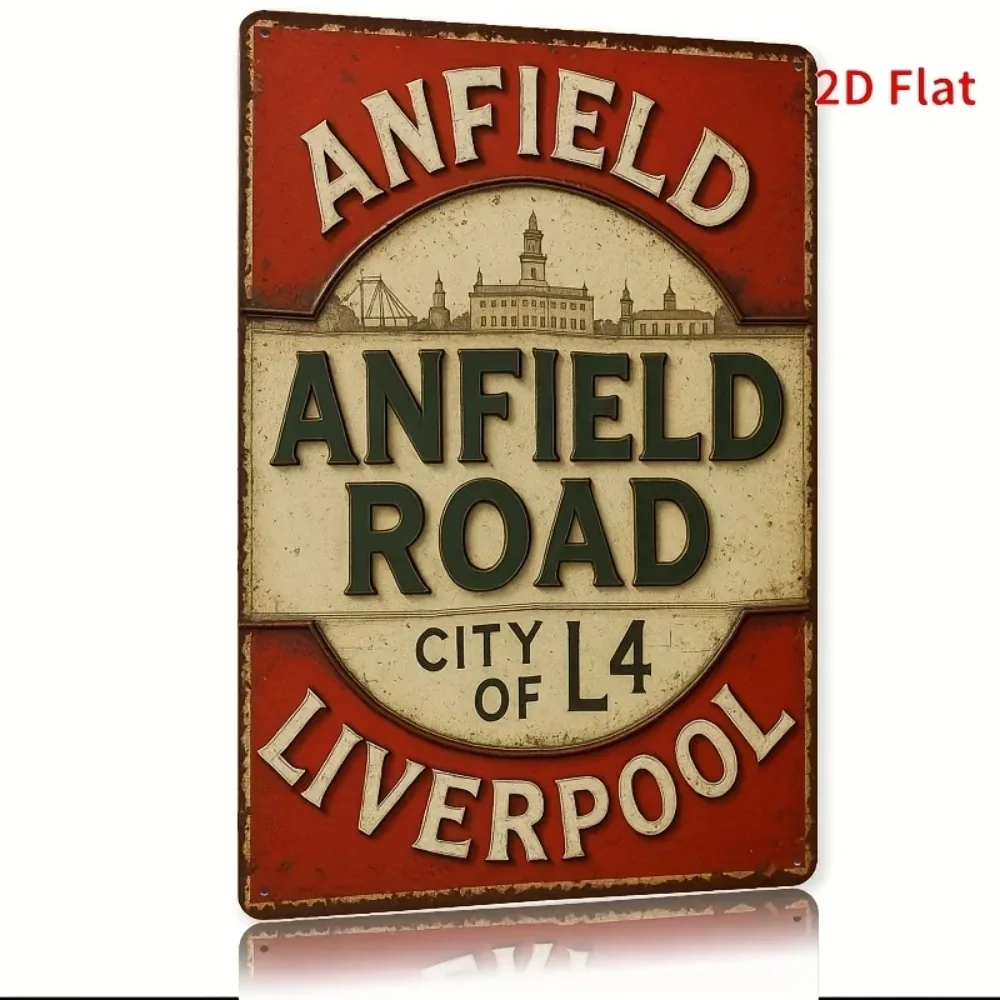 Liverpool L4 Anfield Road Vintage Metal Sign 8x12 Inch Tin Wall Decor for Bar Cafe Farmhouse Coastal Home Decor