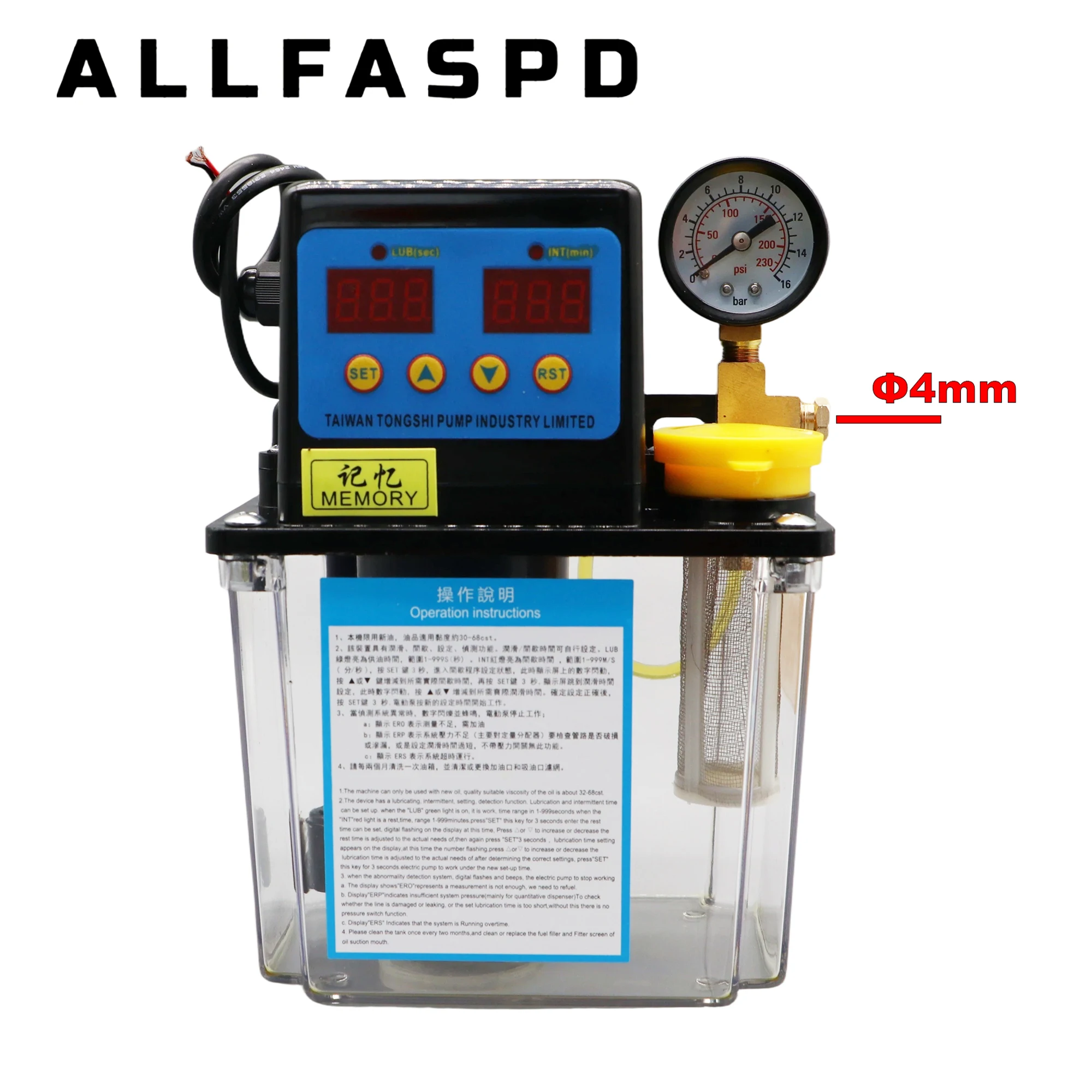 1L CNC Automatic Lubrication Pump System AC110V AC220V 4MM 6MM CNC Lubrication Pump for CNC Lathe Machine Tools