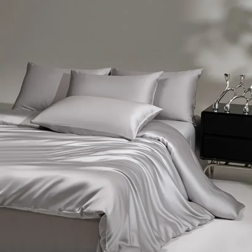 3/4pcs Mulberry Silk Bedding Set Duvet Cover Flat Sheet Pillowcase Set Natural Silk Single Queen King Duvet Set Gift Box