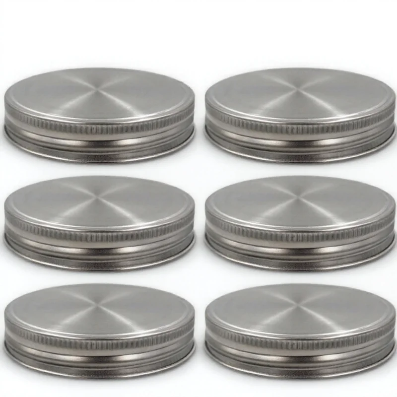 

6Pcs Mason Jar Sealing Lids Leakproof Reusable Silicone Stainless Steel Multipurpose Covers for Kitchen Food Storage Fresh