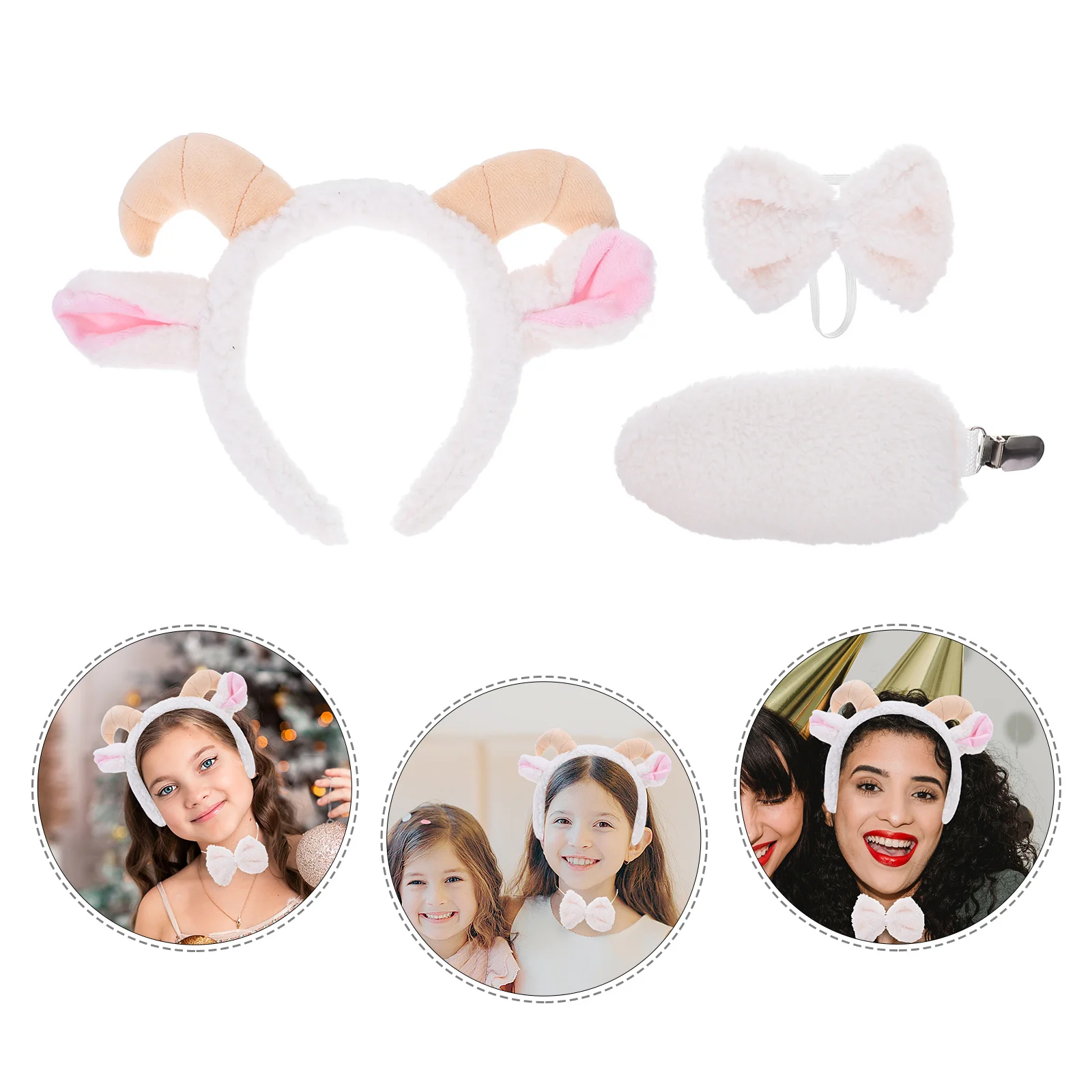 

1 set 1 Set Sheep Costume Accessories Soft Lamb Ear Tail Headband For Adults Farm Animal Cosplay Party Decorations - Kawaii