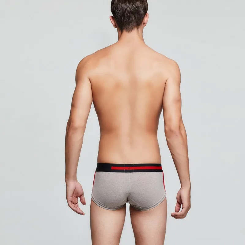 New men's underwear solid color boxers Korean version fashion low waist U convex boxers trendy student D00204