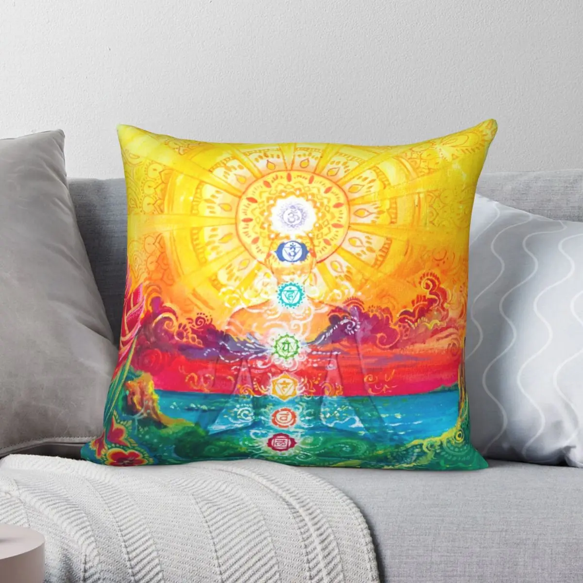 Sol Vibes Pillowcase Polyester Linen Velvet Pattern Zip Decor Pillow Case Car Cushion Cover