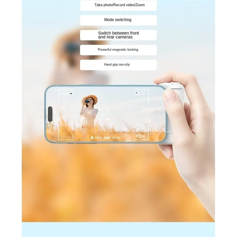 Magnetic Phone Stabilizer Bluetooth Remote Control Zoom Shutter Hand Grip Photography Video Aid