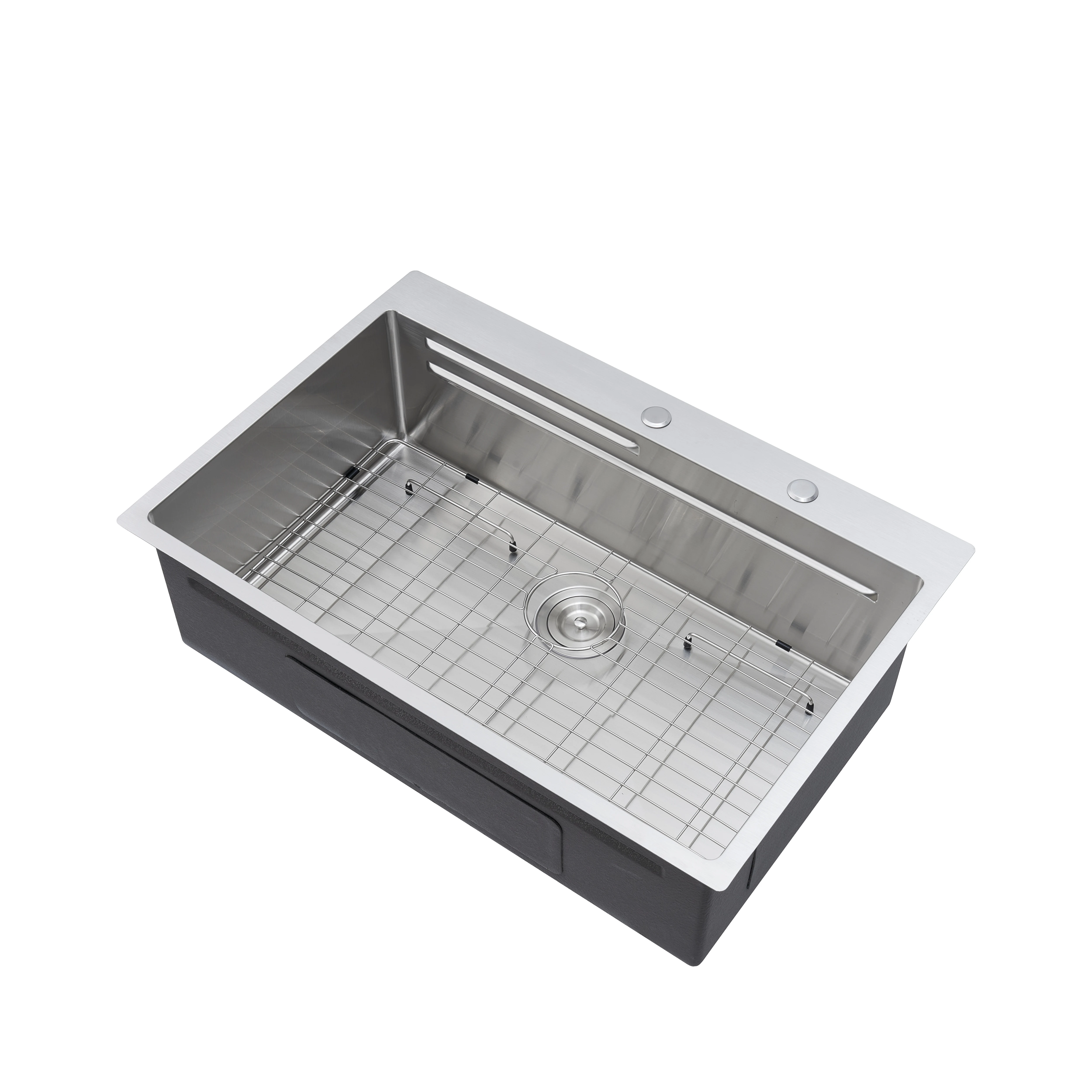 Hot Sale 304 Stainless Steel Multifunction Kitchen Sink Single Bowl with Wooden Cutting Board Drain Rack for Home Kitchen