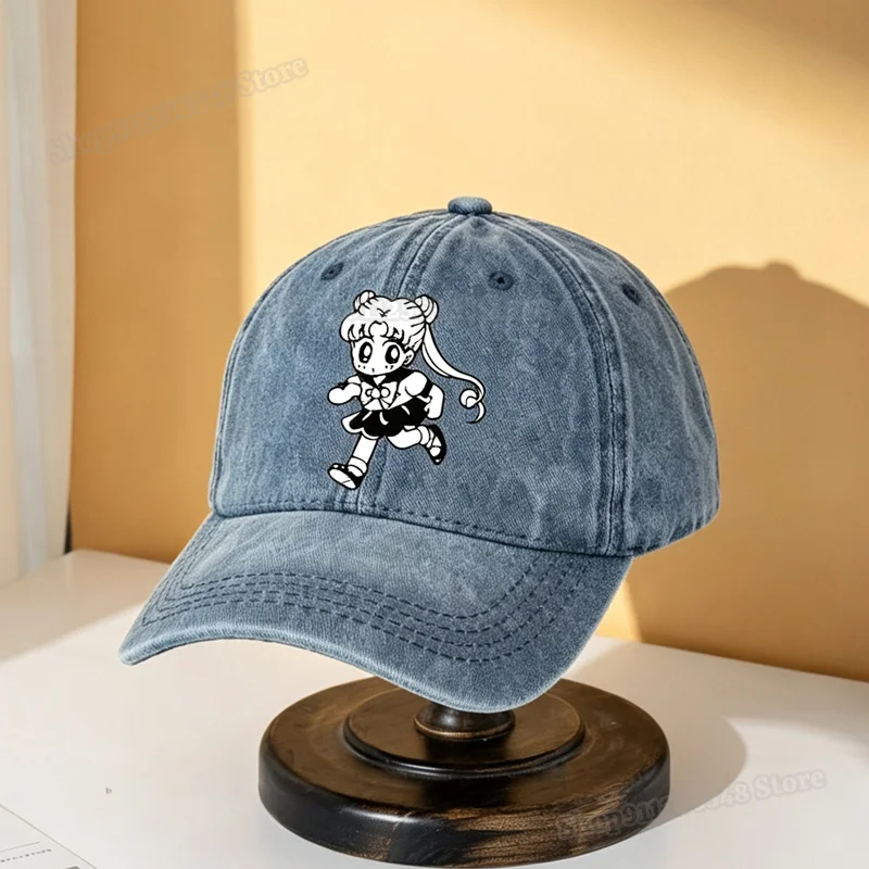 Sailor Moon Vintage Washed Baseball Cap Anime Print Dad Hat Adjustable Cotton Casual Unstructured Trucker Headgear Women Men - view 4