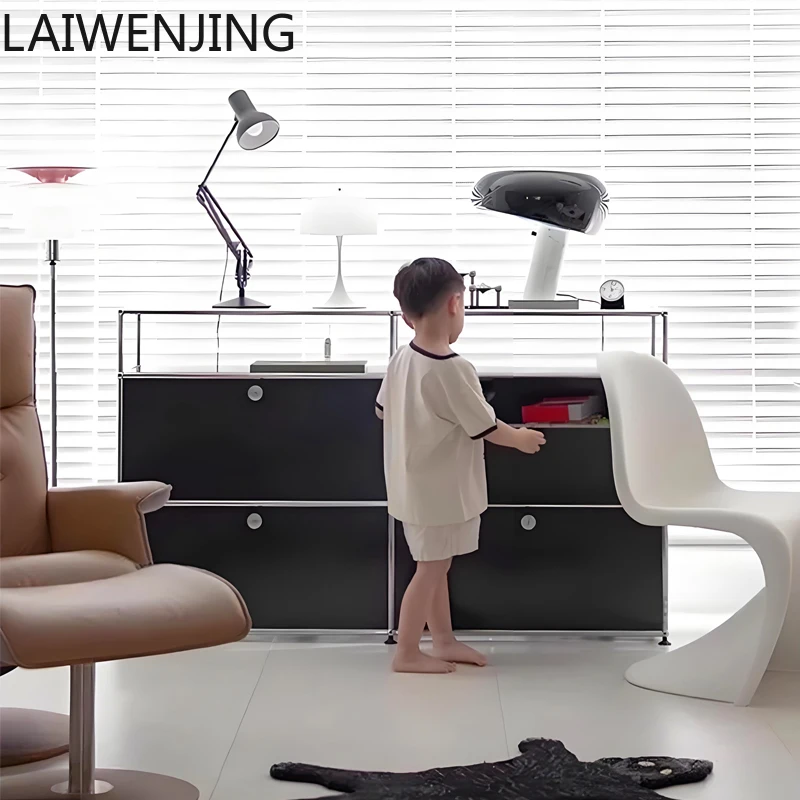 

HLZ Dining Side Vintage Modular Cabinet Living Room Side Cabinet Stainless Steel TV Storage Cabinet