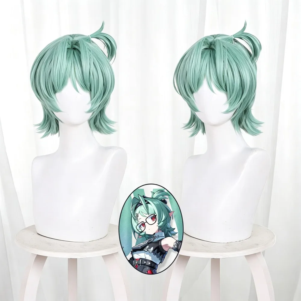 Perruque de cosplay Zenless Zone Zero Roxy Ifrita Pryce, cheveux courts bleu sarcelle avec raie au milieu, cuir chevelu simulé, perruque de personnage de jeu