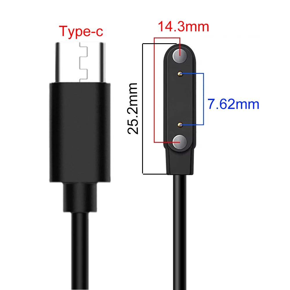 JCD Ladekabel für Smartwatches, magnetisch, USB Typ-C, 2-Pin/4-Pin, für Erwachsene und Kinder, Dock-Ladekabel, Adapter