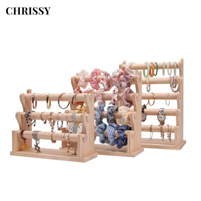 

Wooden Display Jewelry Accessory Stand, Bracelet Scrunchie Holder Display for Store, Showcase and Home