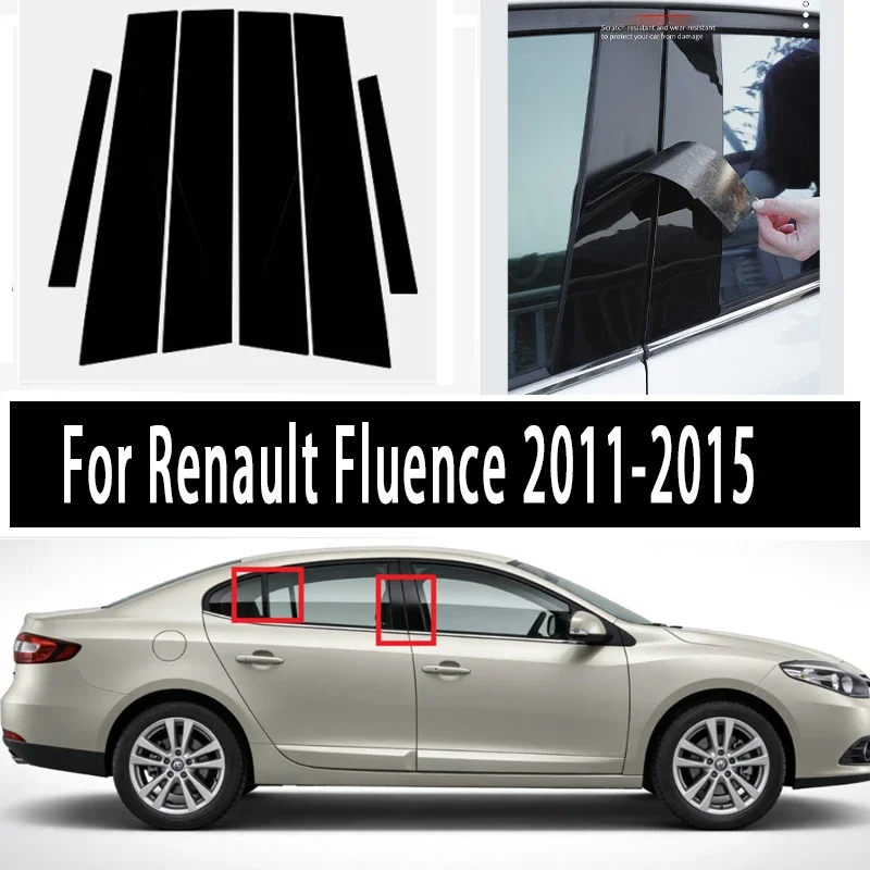 For Renault Fluence 2011-2015 Window Trim Covers Center Film Column B C Pillar Posts Sticker Car Accessories