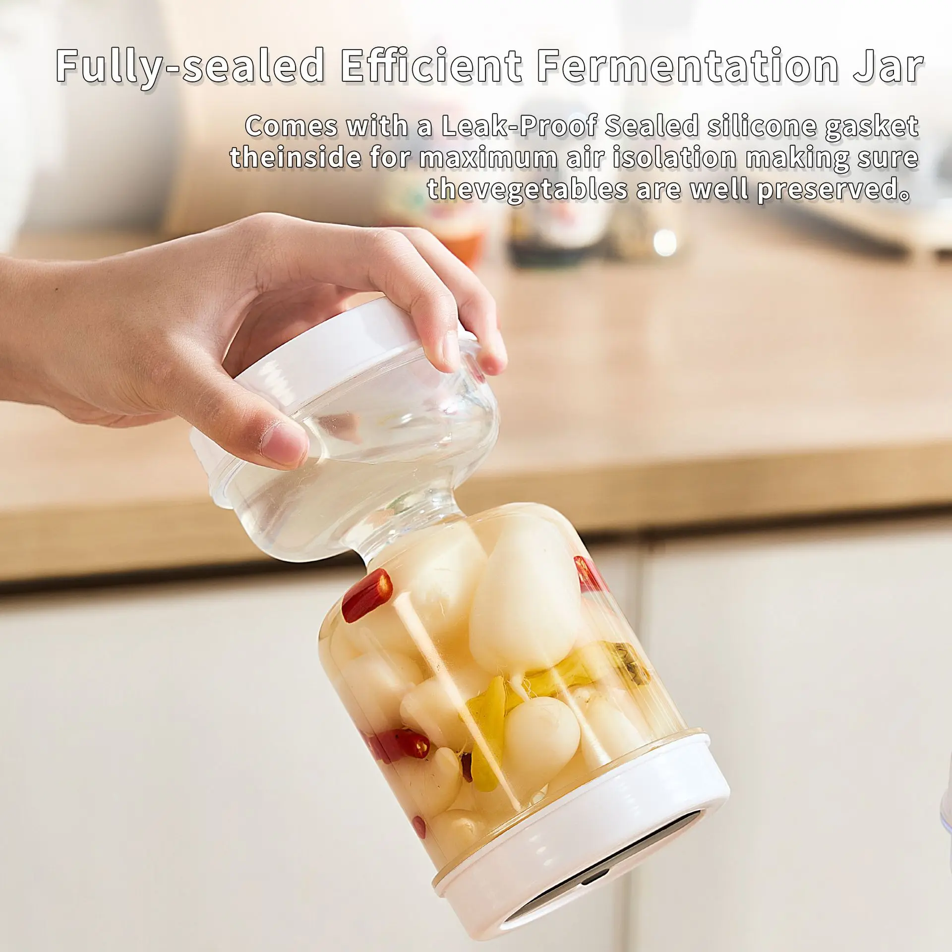 Pickles Jar With Forks Dry and Wet Dispenser Pickle and Olives Hourglass Jar Cucumber Container for Kitchen Juice Separator Tool