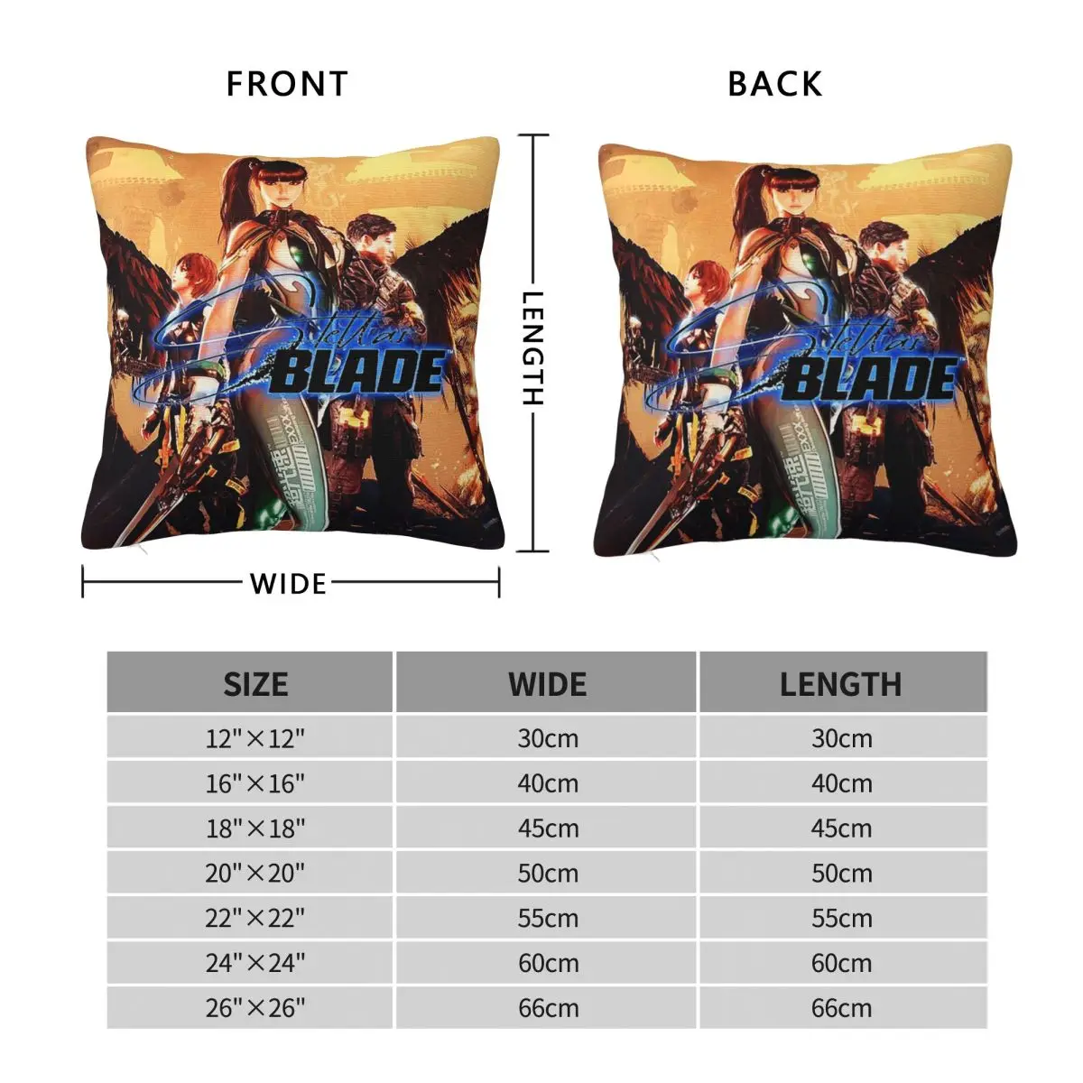 Game Anime Stellar Blade Square Pillowcase Cushion Cover Pillow Case Throw Pillow Cover for Home Bedroom Car