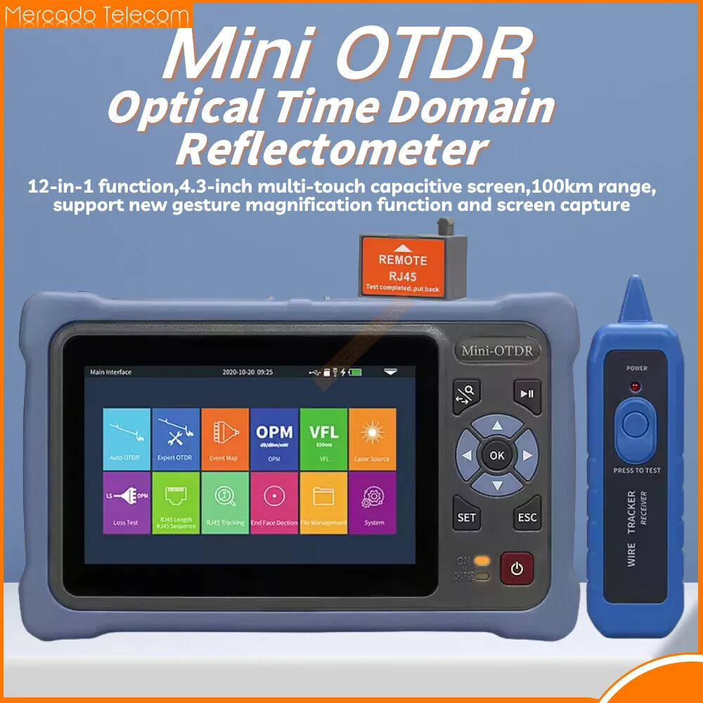 

MINI OTDR 12 in 1 1310/1550nm 26/24dB Fiber Optic Reflectometer Touch Screen VFL OLS OPM Event Map Ethernet Cable Tester