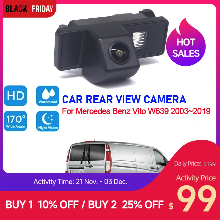 HD Night Vision For Mercedes Benz Vito W639 2003 ~ 2019 Vehicle Rear View Reverse Camera Waterproof high quality RCA