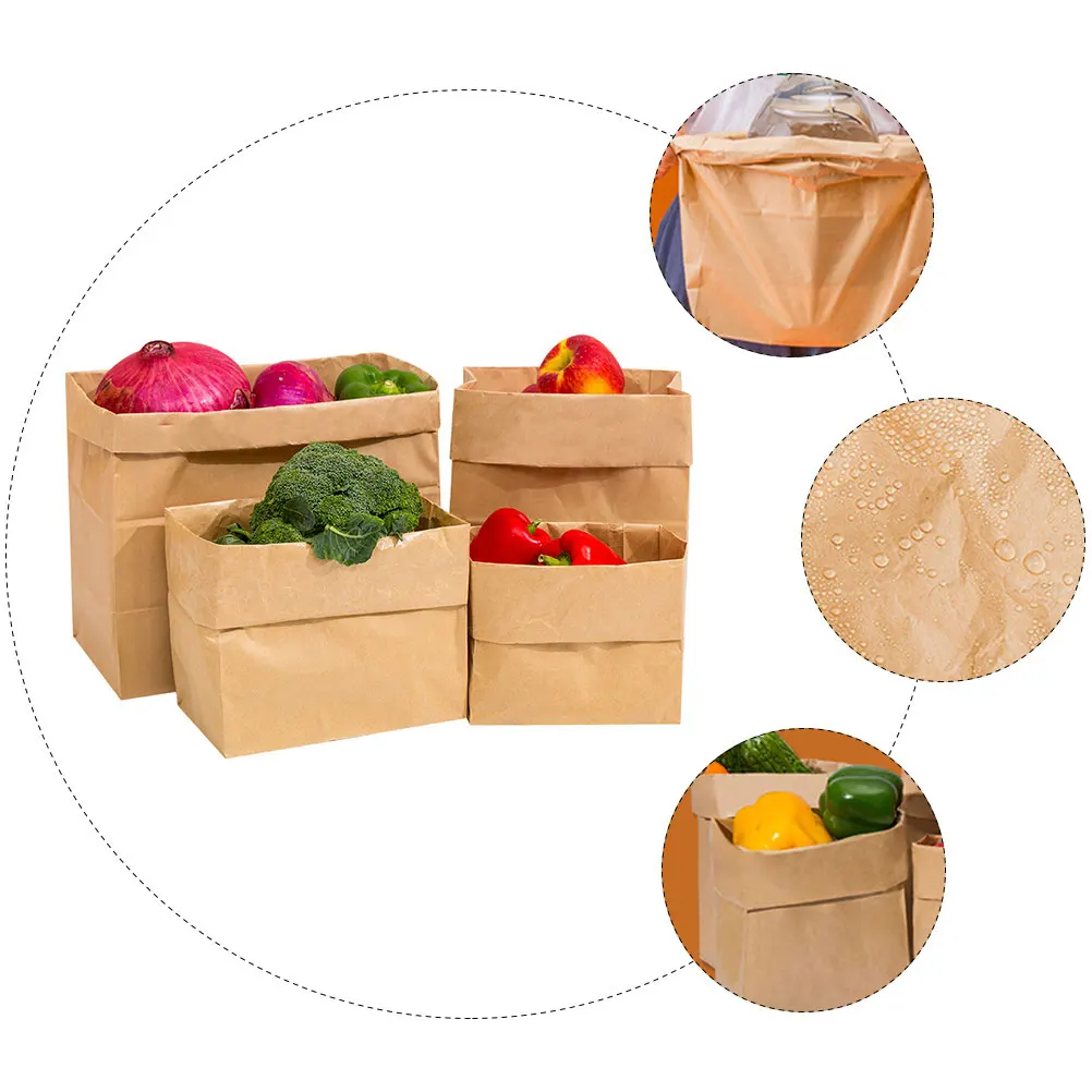 

20 Pcs Kraft Paper Bags Thickened Sturdy Oilproof Waterproof Ideal Cafe Bakery Use Packaging Snacks Bread Toast Storage