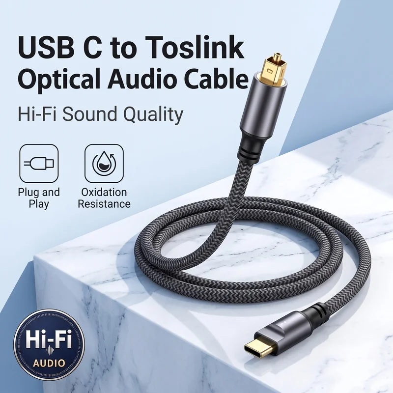 Highly Recommended-USB-C To TOSLINK Male Optical Sound Adapter USB-C To SPDIF Digital Converter For Laptops For Computer Connect view 6