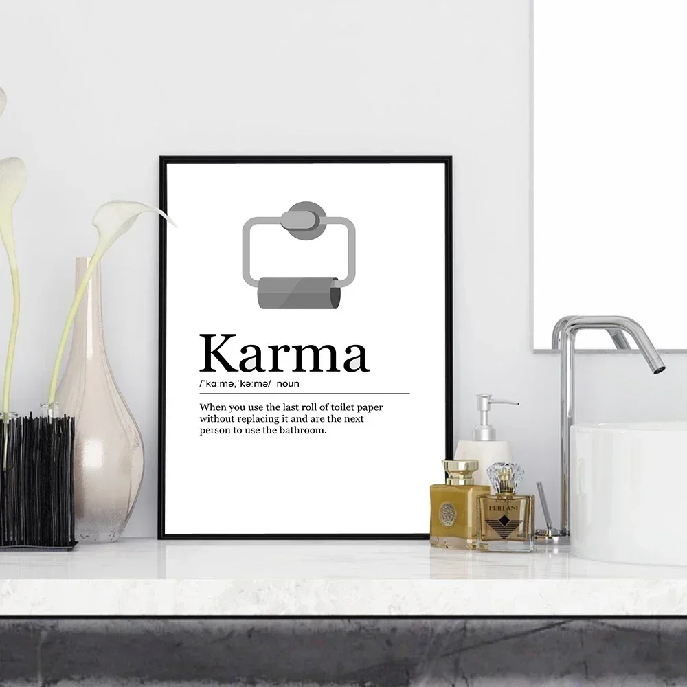 الشمال الملصقات والمطبوعات جدار صور مضحك ورق التواليت كارما تعريف الرسم على لوحات القماش الجدارية للحمام الحمام ديكور