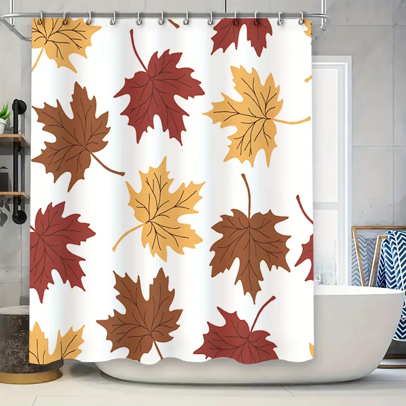 

Набор занавесок для душа с ярким кленовым листом, осенний декор для ванной комнаты, современный дизайн с красными, желто-коричневыми листьями 180 x 276 см High-Qua