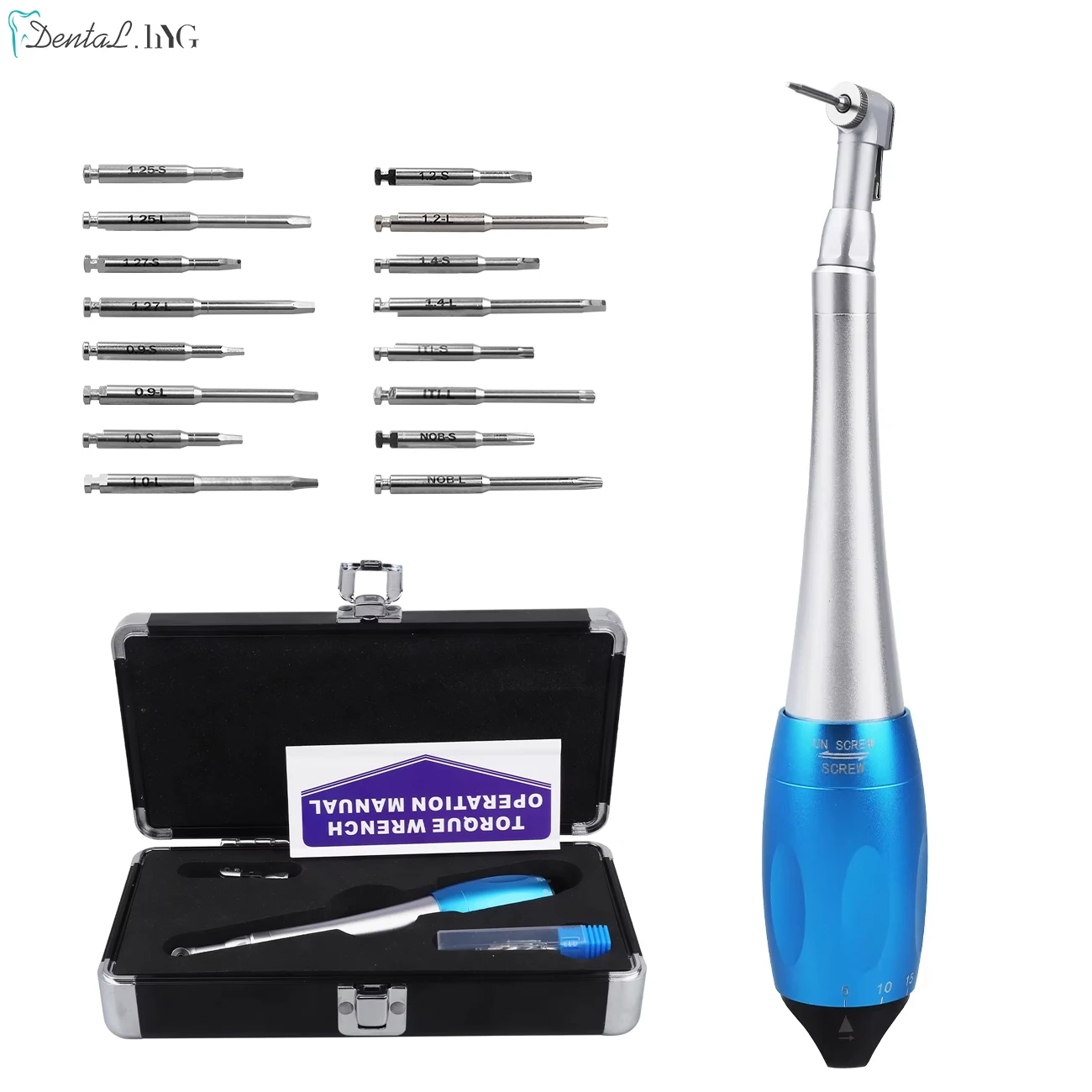 Dental Universal Implant Torque With 16pcs Drivers Wrench Dentistry Latch Blue Head Handpiece 5 to 35 N.cm Dentist Tools ﻿