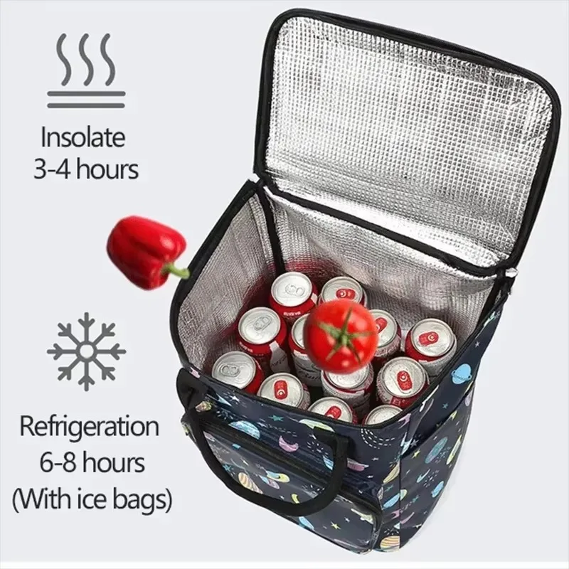 Oxford Fabric Trolley Collapsible Shopping Cart with Wheels Reusable Household Luggage Express Bag Waterproof Organizer Bags