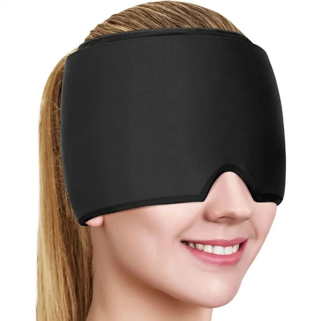 

1pc Migraine Relief Hat - Adjustable Facial Cooling Gel Headband & Cold Compress Eye Mask