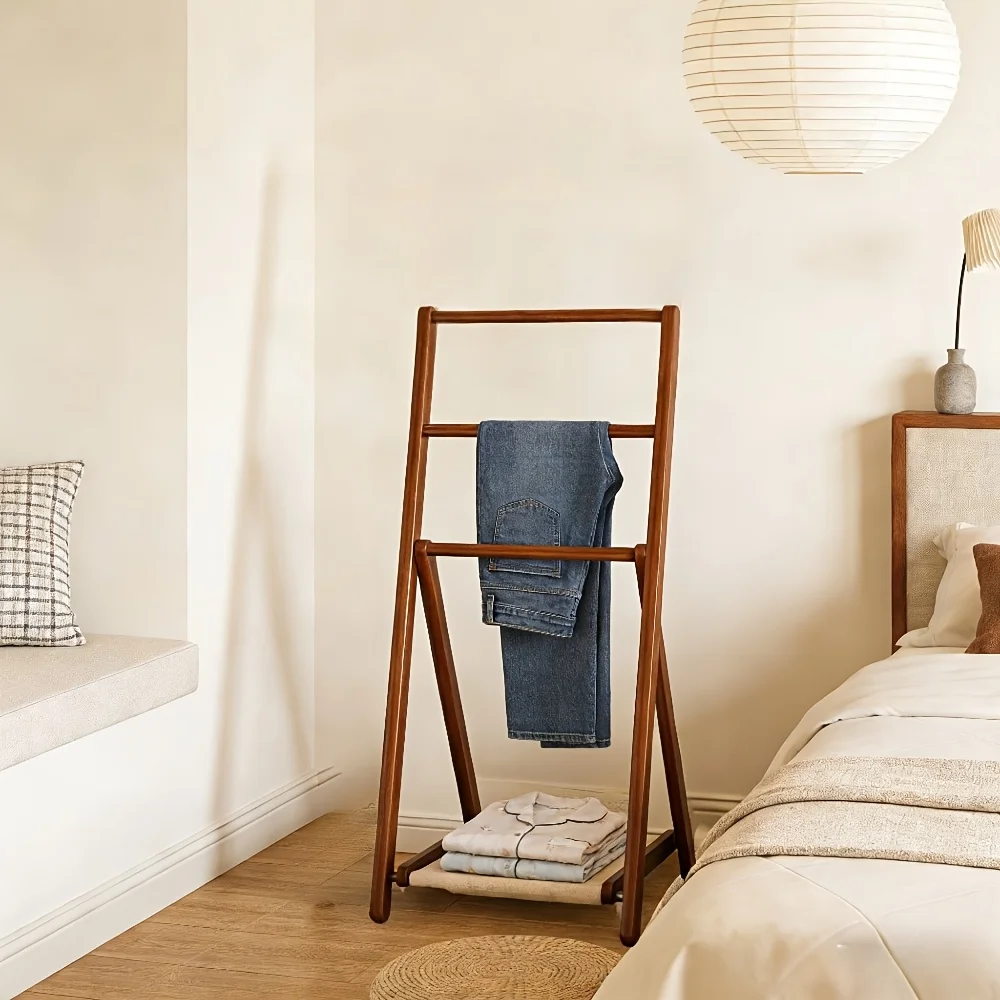 Folding Clothes Rack Freestanding Floor-Standing Garment Hanger Space-Saving Organizer for Bedroom, Entryway Home Furniture
