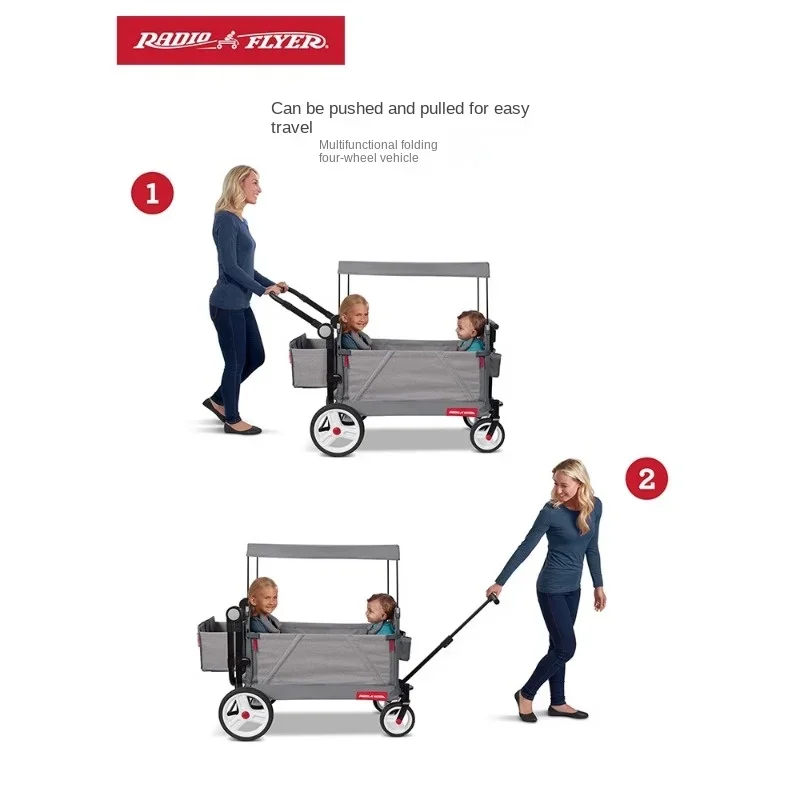 RadioFlyer Kids Trolley Walker Multi-functional Folding 4-wheeler Outdoor Camping Trolley