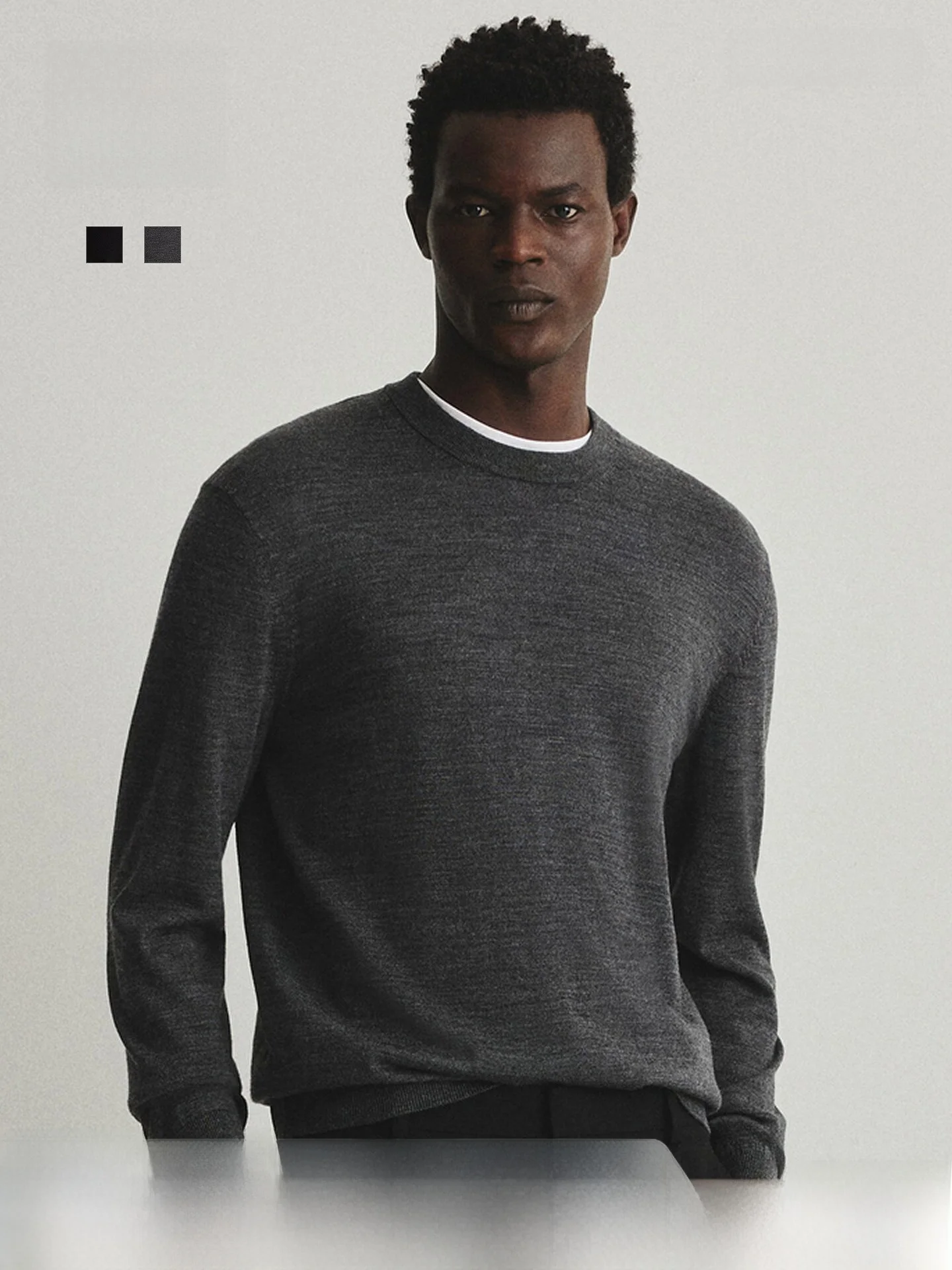 

H&M Men's Knitted Wool Sweater round Ne Base Layer Warmth Spring 287985 Casual Sle Youth Faion Pure Color Knitwear