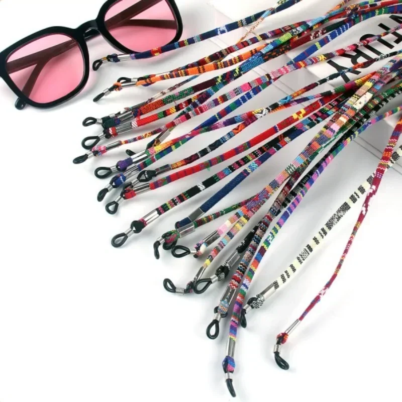 調節可能な滑り止めメガネロープ,ボヘミアンコード綿,伸縮性のあるポリエステルネックストラップ,ファッション