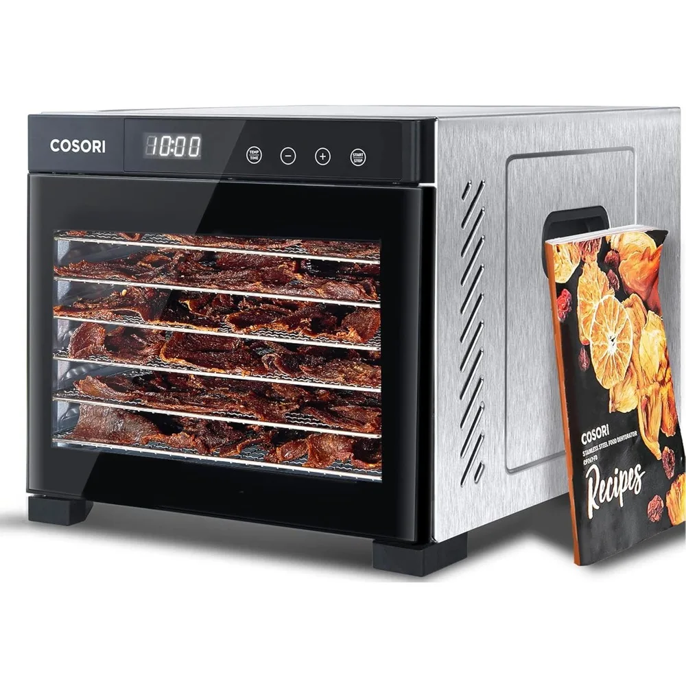 

Food Dehydrator for Jerky, Large Drying Space with 6.48ft², 600W Dehydrator Machine, 6 Stainless Steel Trays, 48H Timer