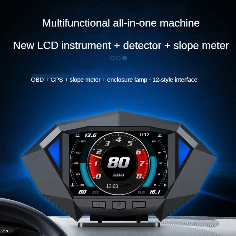 

OBD High Definition LCD Vehicle Mounted HUD Head Up Display Universal Off Road Vehicle Speed Altitude And Slope Meter