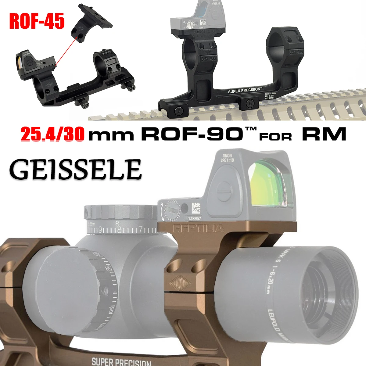 ROF-45 ROF-90 RM Red Dot Sight Raiser Mount For AR15 GEISSELE SUPER PRECISION 25.4/30mm Rings M4 M16 Scope Mount view 3