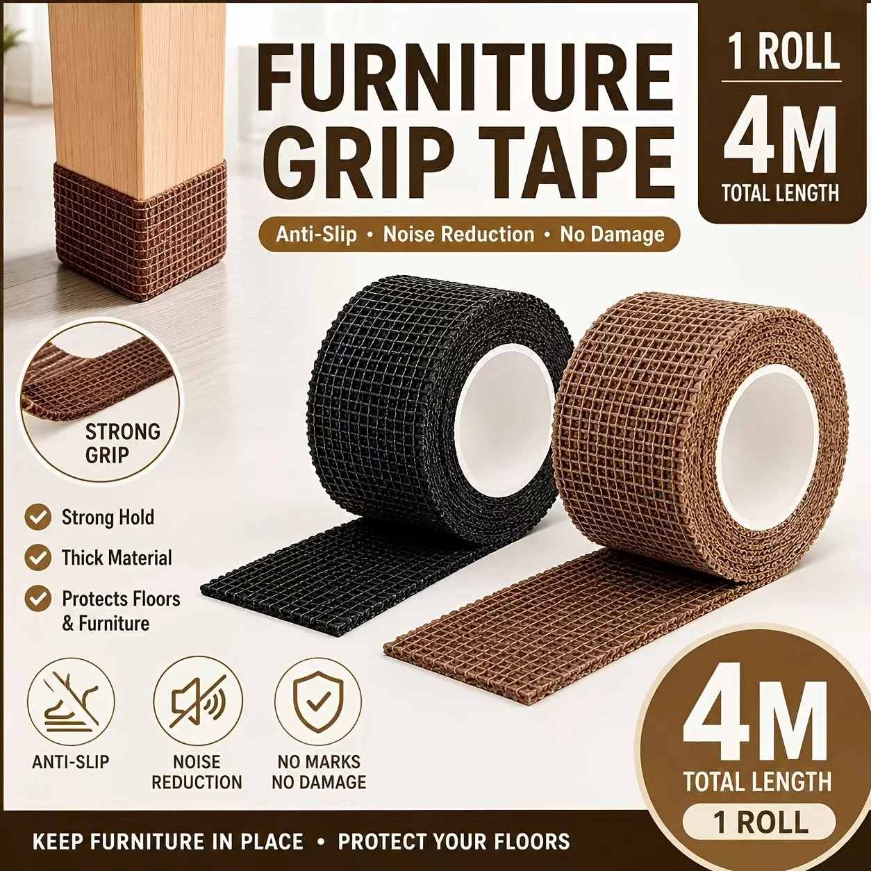 20/10 Rolls of Random Color Furniture Anti-Slip Silent Stickers, Self-Adhesive Anti-Slip Tape, Table and Chair Leg Anti-Slip Floor Protectors, Floor Protection Covers, Wear-Resistant Stool Leg Covers, Elastic Adhesive