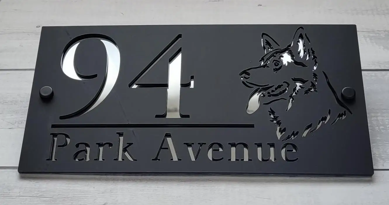 House Address Numbers Modern House Sign Personalized Custom House Number Dog House Signs Door Rectangle 3D Number Plaques