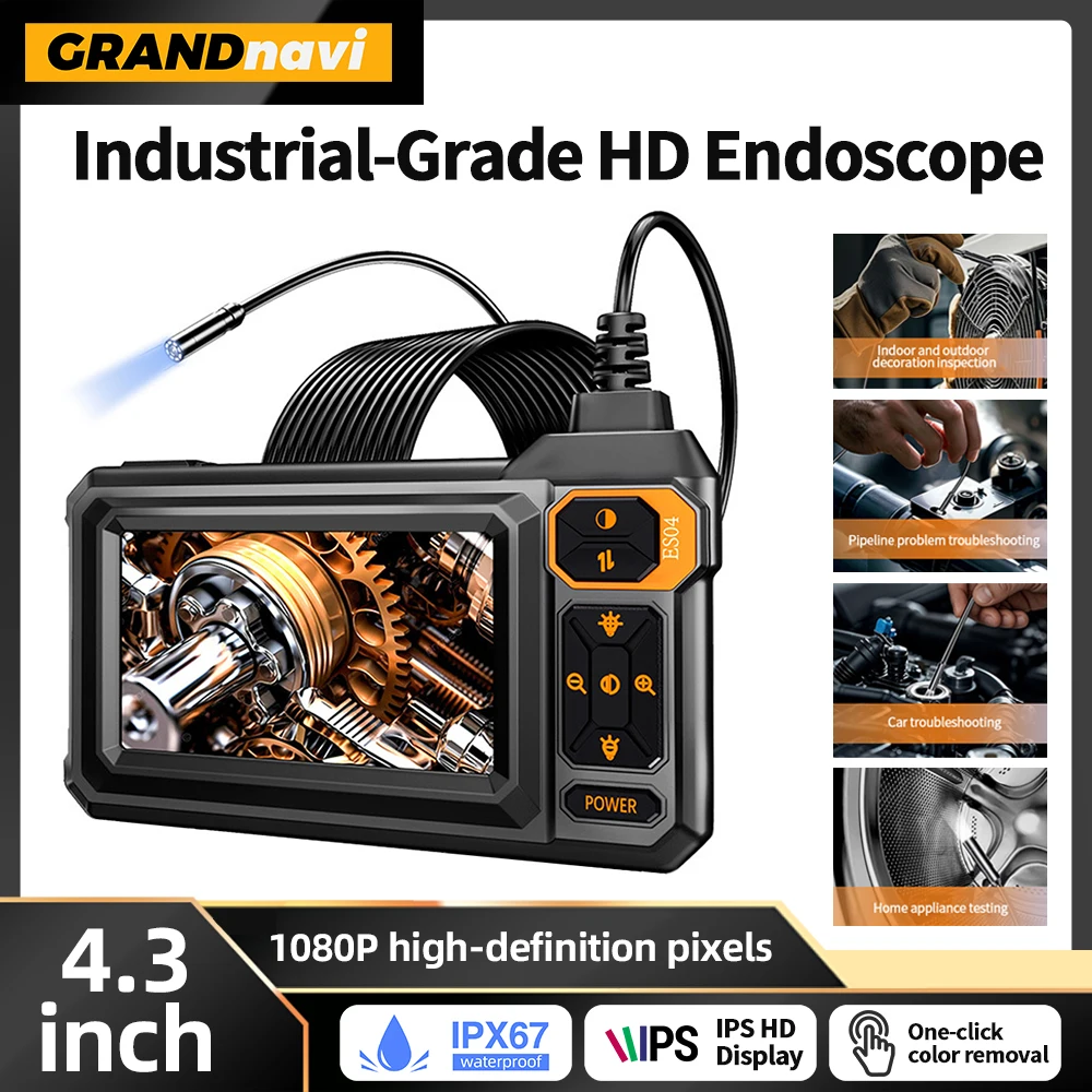 

Промышленная эндоскопическая камера, 4,3-дюймовый экран, 8 светодиодов, 8 мм, камера для бороскопа с одной линзой, IP67, водонепроницаемая для автомобильной трубы