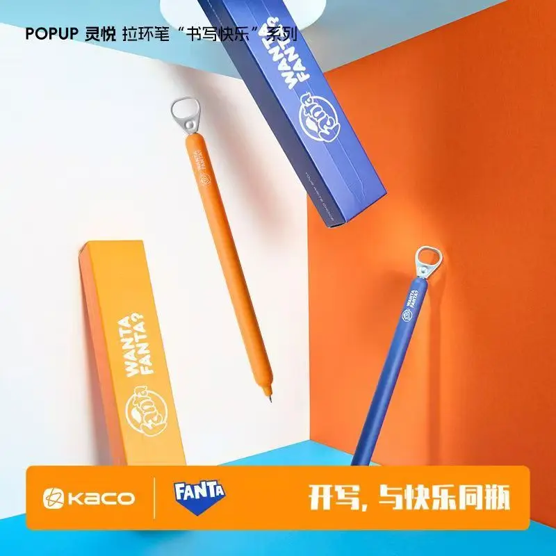 KACO x Fanta Pull Tab Gel Pen POPUP 0.5mm Dual Ball ST Nib 800m Writing Length Quick Dry Playful Work Study Reliable Stationery