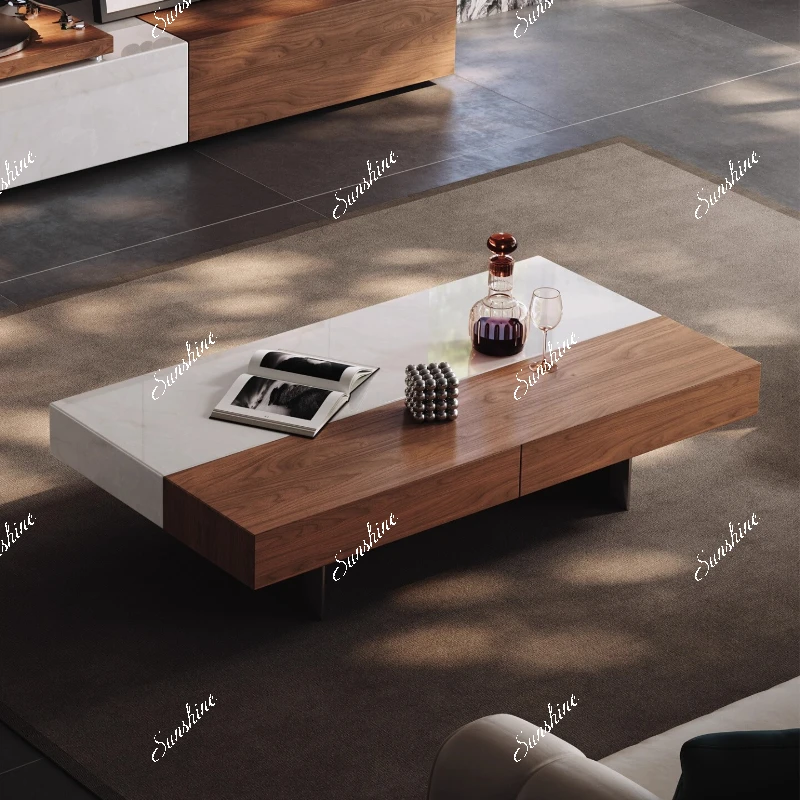 

Italian minimalist natural stone coffee table, villa design, high-end medieval style