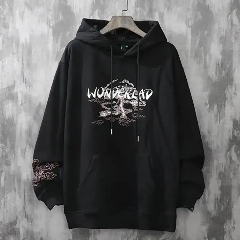 جميلة الشرير زهرة خطابات الرسم طباعة سوبر كبير هوديي المرأة الخريف الشتاء الشارع الهيب هوب عادية Harajuku البلوز