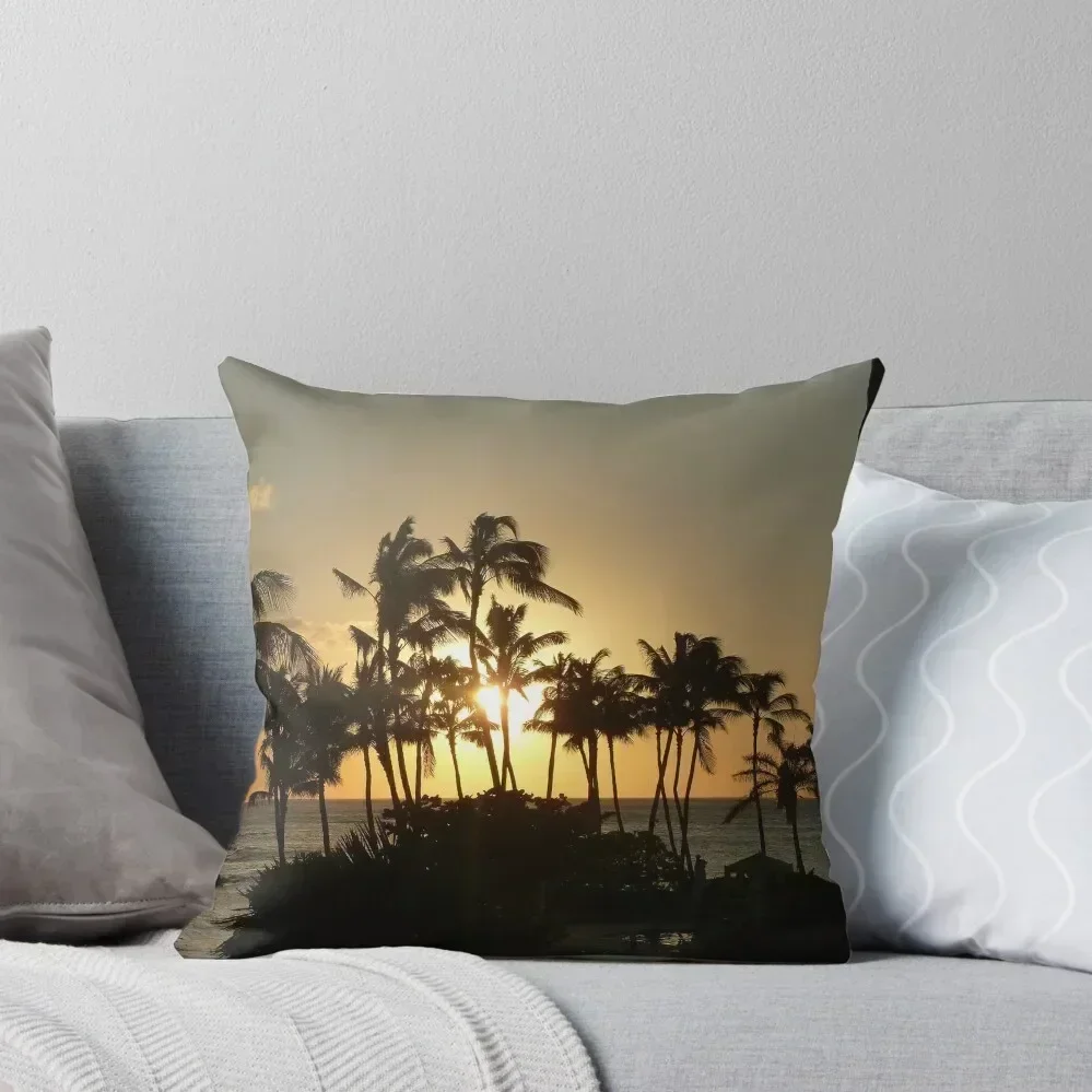 

Sunset and palm trees in Hawaii Throw Pillow Sitting Cushion Ornamental Pillow Couch Pillows pillow