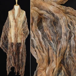Sunflower tie-dye high density yarn random folding crimp irregular vintage do old cardigan dress designer fabric