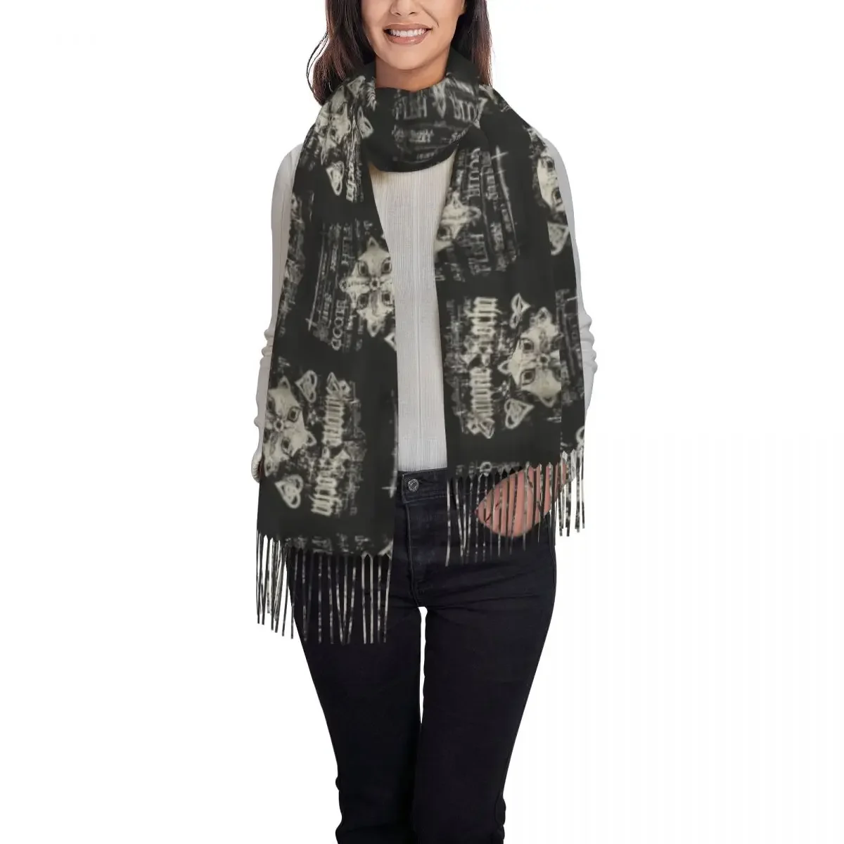 S-Simoness Scarf with Long Tassel Creatives R-Rochass Keep Warm Shawls and Wrap Women Head Scarves Autumn Casual Bufanda Mujer